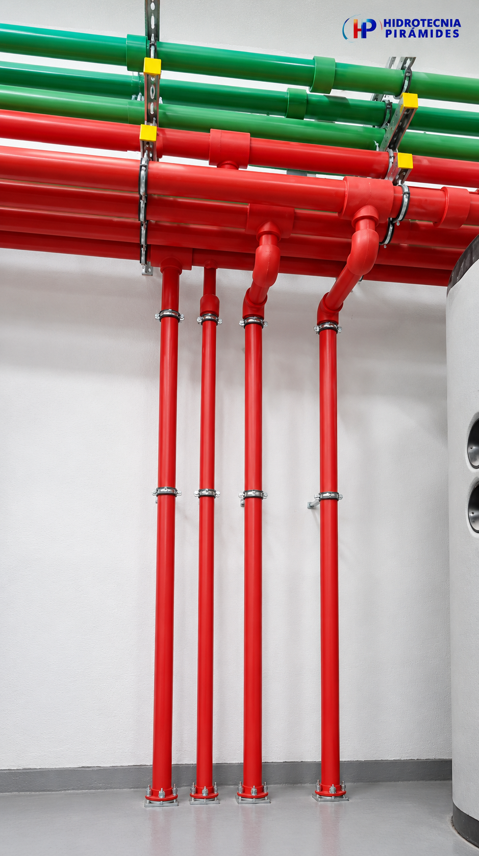 Red de tuberías de agua y protección contra incendios instalada por Hidrotecnia Pirámides